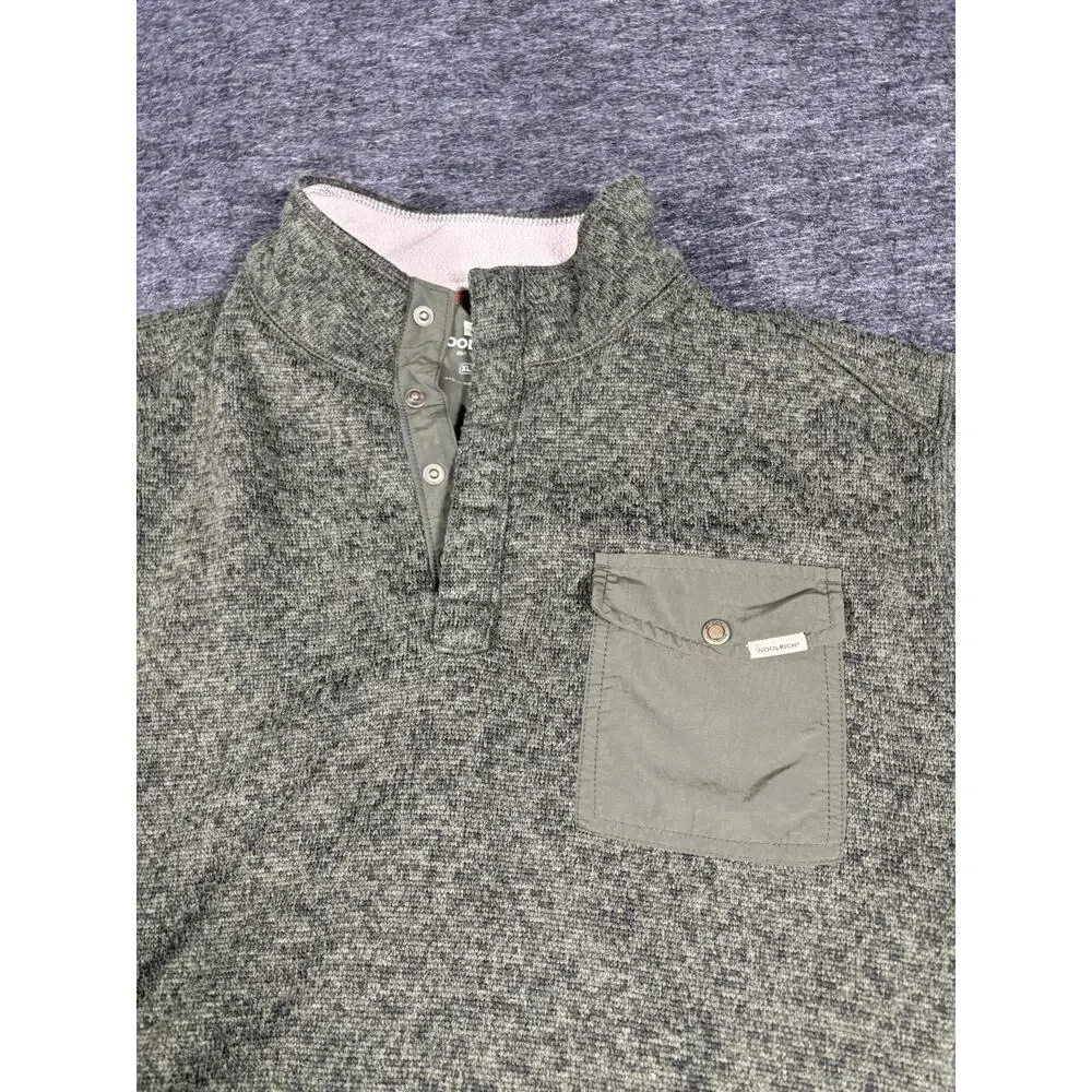 Woolrich Sweater Mens XL Green Snap Henley Mock Neck Pullover Sweatshirt